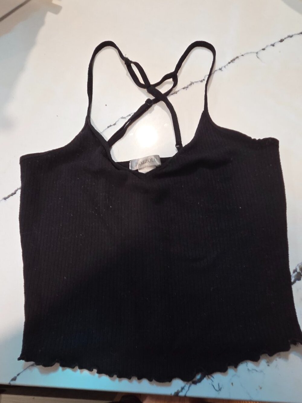 Bozzolo Ribbed knit top with thin spaghetti straps